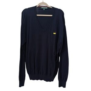 Masters‎ Collection Cashmere Sweater V-Neck Golf Mens XXL Navy Blue Cotton Logo